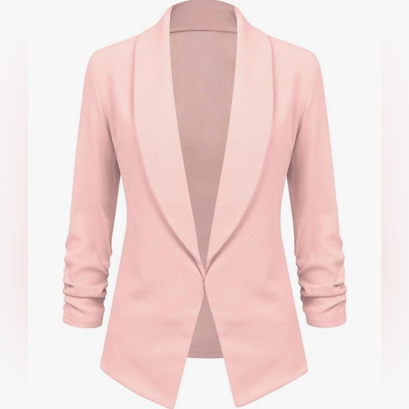 3/4 Sleeve Blazer Open Front Cardigan Jacket Work Office Blazer -pink - Picture 1 of 6